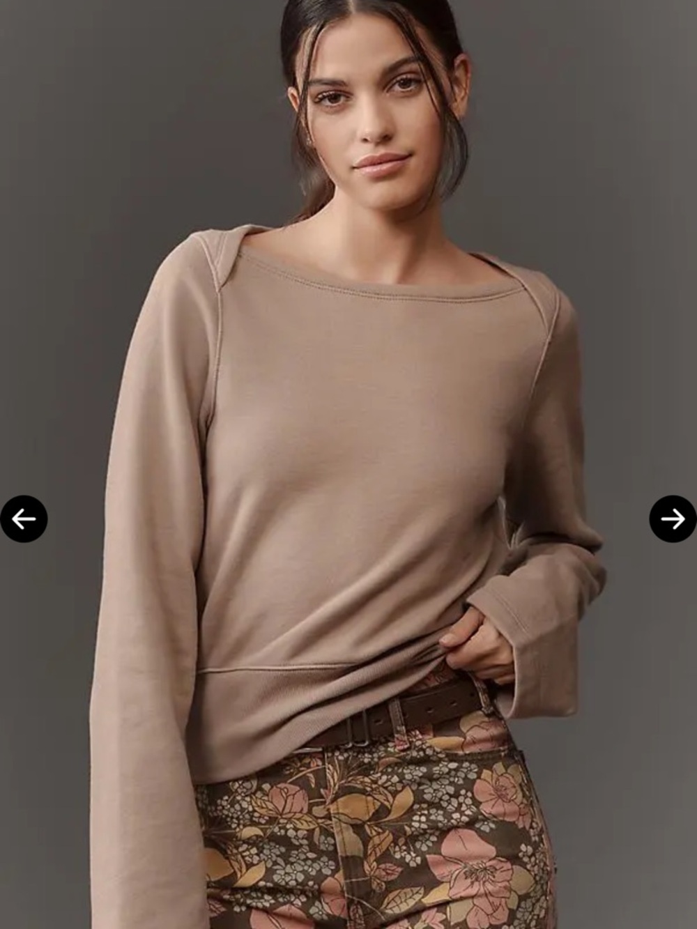Nation LTD Darlene Cotton  Envelope Mushroom Long-Sleeve Cropped Sweatshirt XS